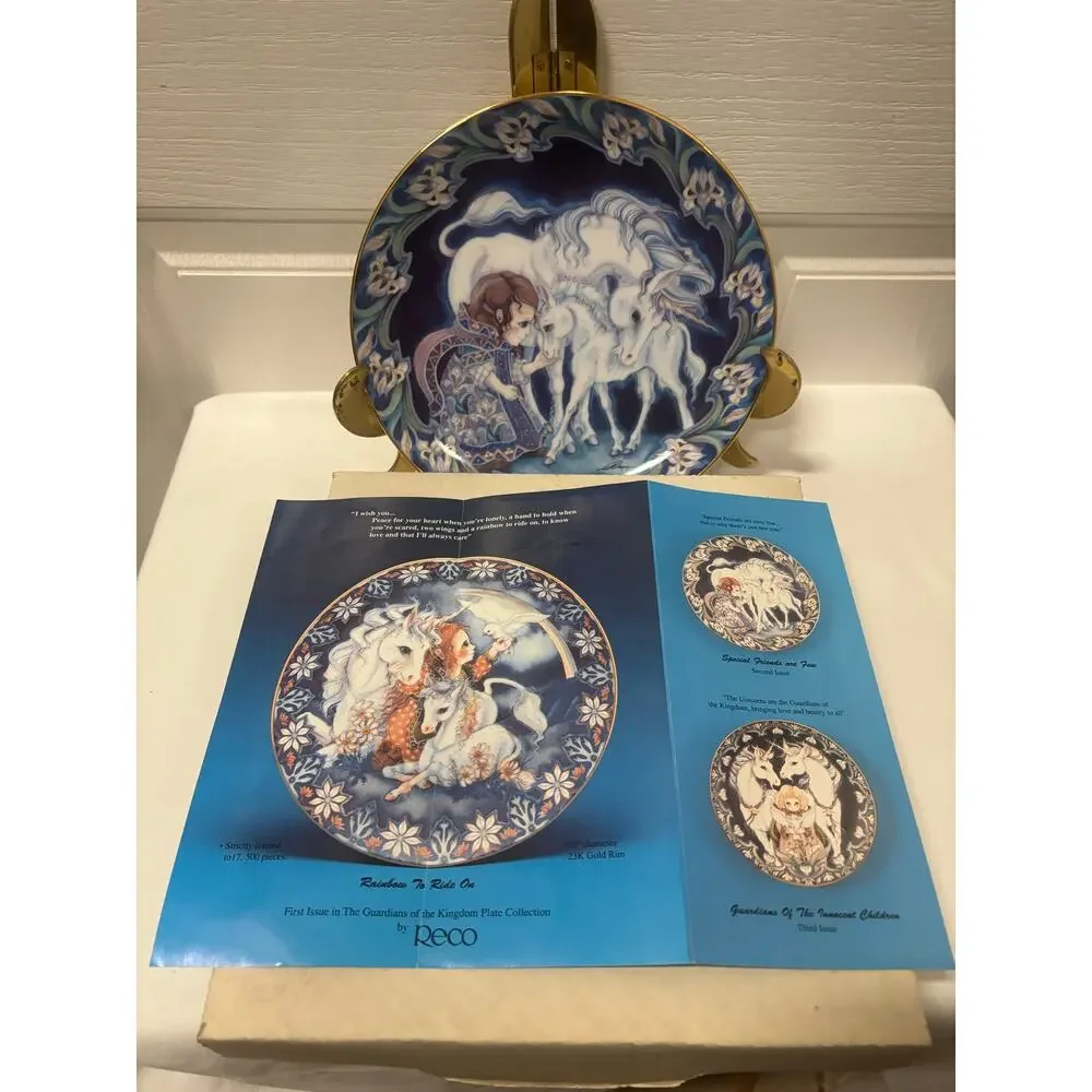 Vintage 1990 Jody Bergsma Rainbow To Ride On Unicorn Reco Plate 8.5”